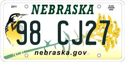 NE license plate 98CJ27