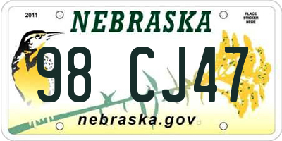 NE license plate 98CJ47