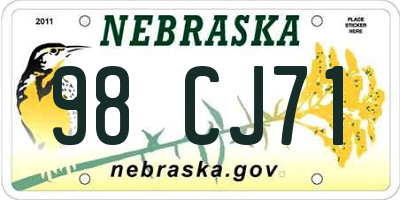 NE license plate 98CJ71
