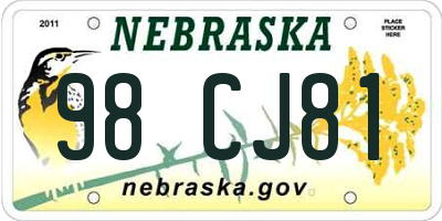 NE license plate 98CJ81