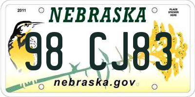 NE license plate 98CJ83