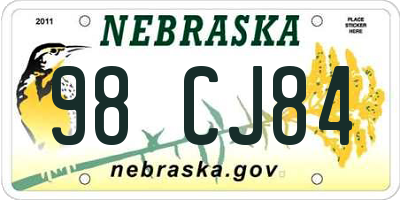 NE license plate 98CJ84