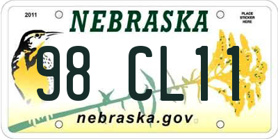 NE license plate 98CL11