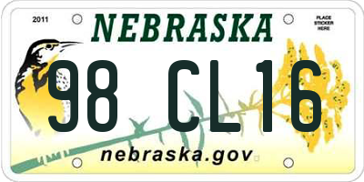 NE license plate 98CL16