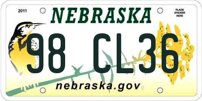 NE license plate 98CL36
