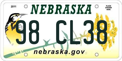 NE license plate 98CL38