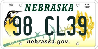 NE license plate 98CL39