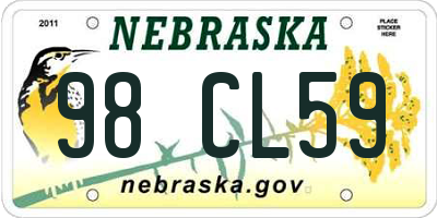 NE license plate 98CL59