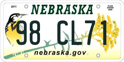 NE license plate 98CL71