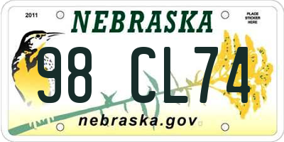 NE license plate 98CL74