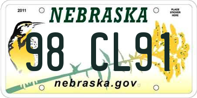 NE license plate 98CL91