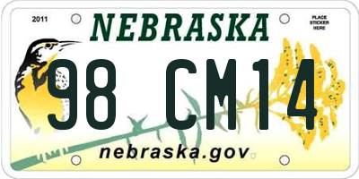 NE license plate 98CM14