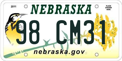 NE license plate 98CM31