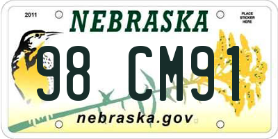 NE license plate 98CM91