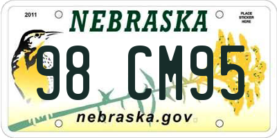 NE license plate 98CM95