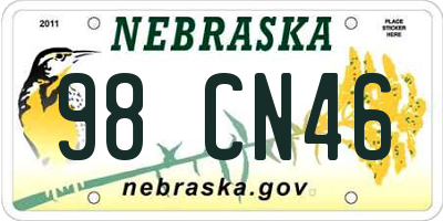 NE license plate 98CN46