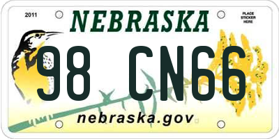 NE license plate 98CN66