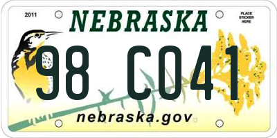 NE license plate 98CO41
