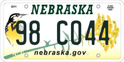 NE license plate 98CO44