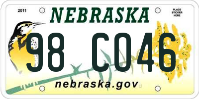 NE license plate 98CO46