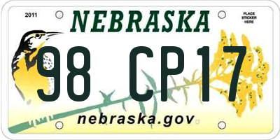 NE license plate 98CP17