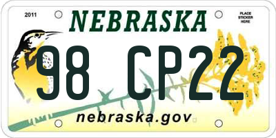 NE license plate 98CP22