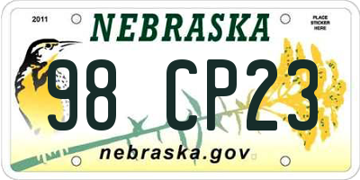 NE license plate 98CP23
