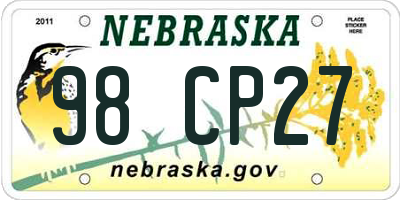 NE license plate 98CP27