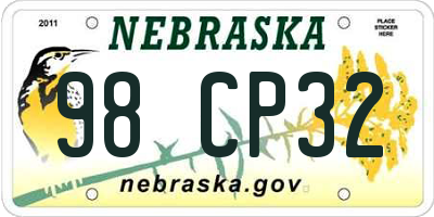 NE license plate 98CP32
