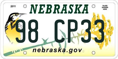 NE license plate 98CP33