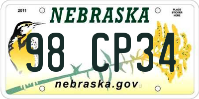 NE license plate 98CP34