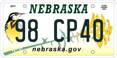 NE license plate 98CP40