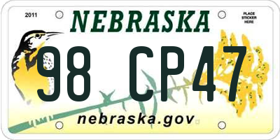 NE license plate 98CP47