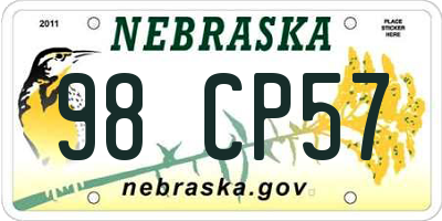 NE license plate 98CP57