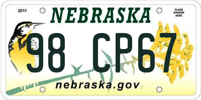 NE license plate 98CP67