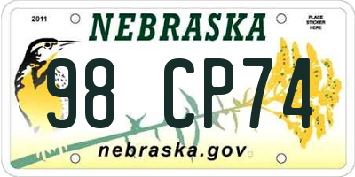 NE license plate 98CP74