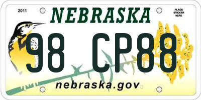 NE license plate 98CP88