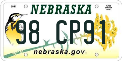 NE license plate 98CP91