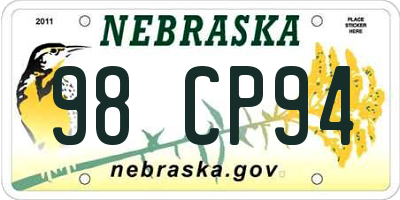 NE license plate 98CP94