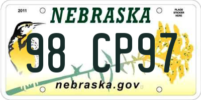 NE license plate 98CP97