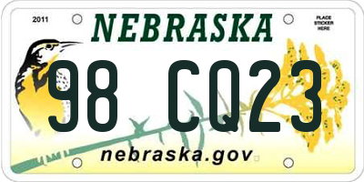 NE license plate 98CQ23
