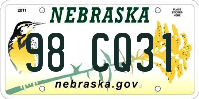 NE license plate 98CQ31