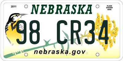 NE license plate 98CR34