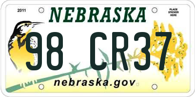 NE license plate 98CR37