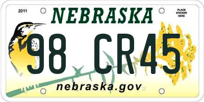 NE license plate 98CR45