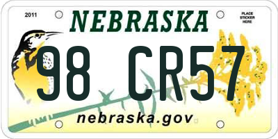 NE license plate 98CR57