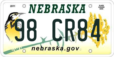 NE license plate 98CR84