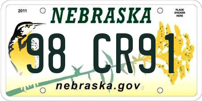NE license plate 98CR91