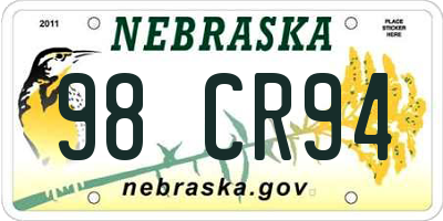 NE license plate 98CR94