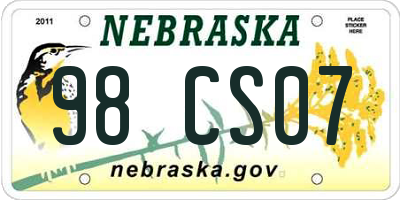 NE license plate 98CS07